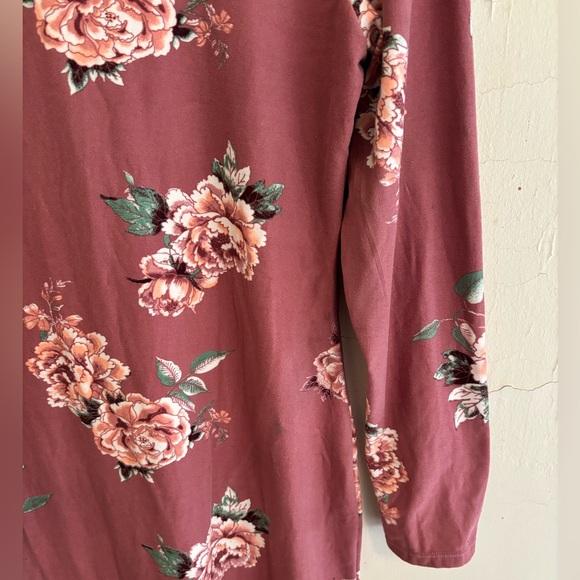 No Boundaries floral mauve and pink knee length long sleeve dress size XL - Picture 3 of 4